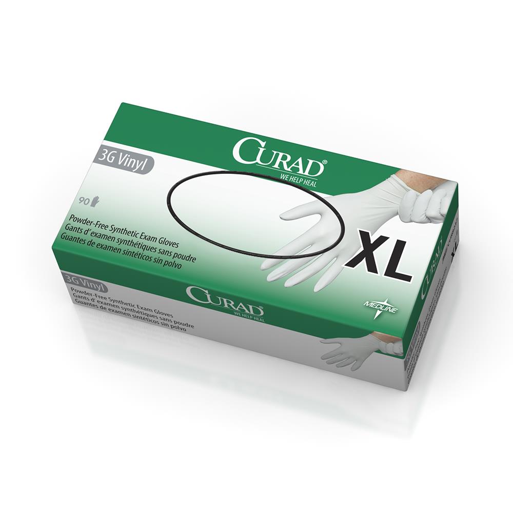 Curad Synthetic Stretch Vinyl Exam Glove Powder-free Large Boxes Of 150