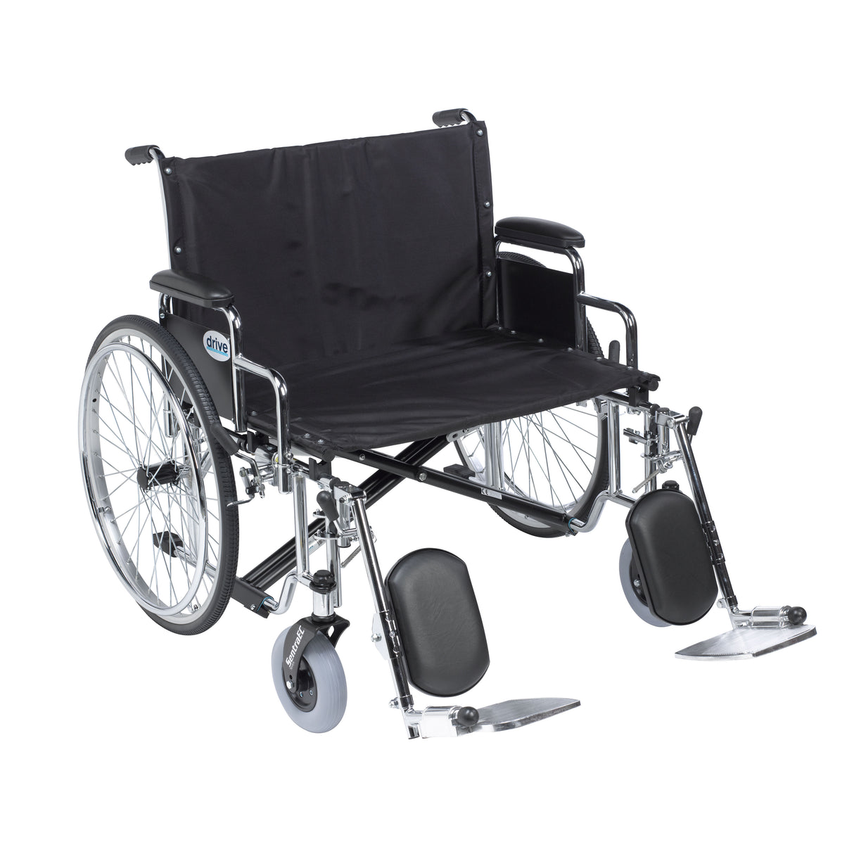 Silla de ruedas extra ancha para trabajo pesado Sentra EC, brazos de escritorio desmontables, reposapiernas elevables, asiento de 30"