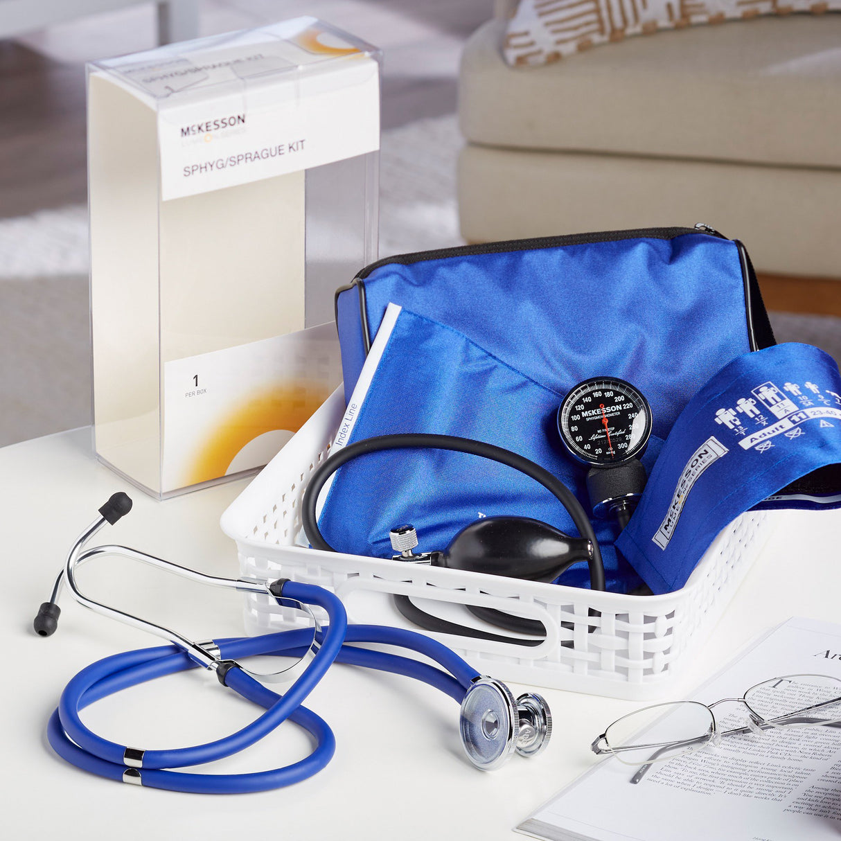 Reusable Aneroid / Stethoscope Set McKesson Brand 23 to 33 cm Adult Cuff Dual Head Sprague Stethoscope Pocket Aneroid