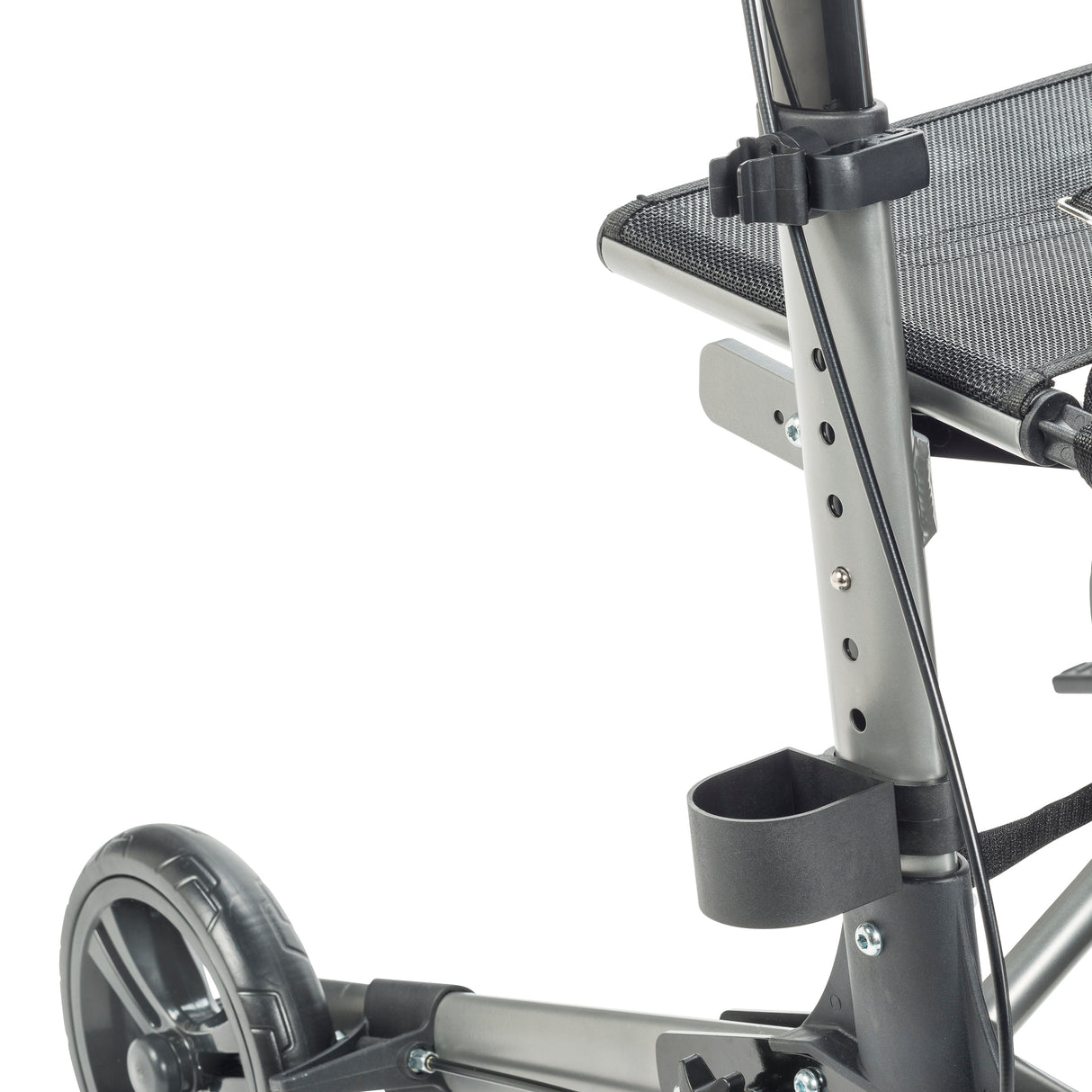 Compact Folding Rollator Rolling Walker, Grey/Black - BeHope