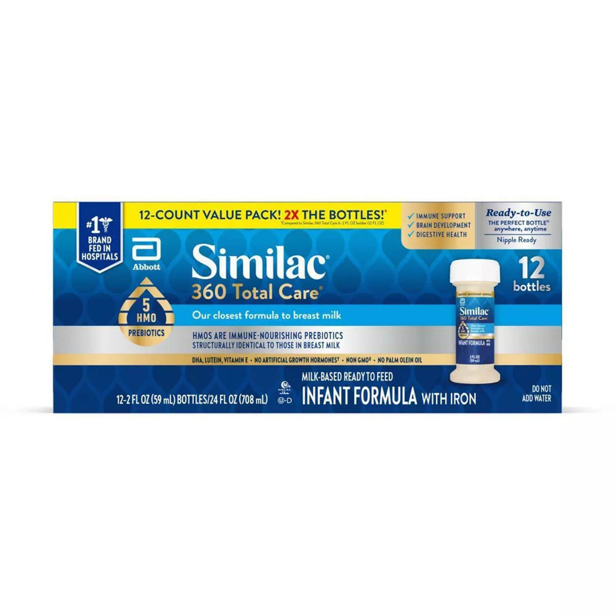 Infant Formula Similac® 360 Total Care® Unflavored 2 oz. Bottle Liquid Iron