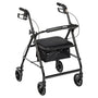 Rollator Rolling Walker with 6" Wheels, Fold Up Removable Back Support and Padded Seat, Black - Behope - R726BK