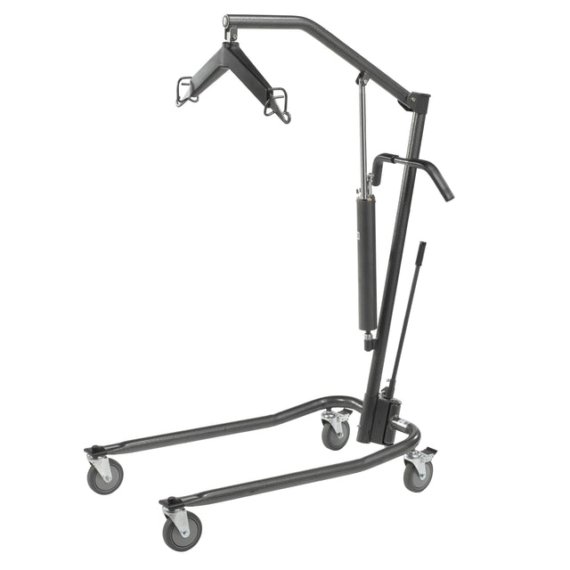 Hydraulic Patient Lift With Six Point Cradle, 5" Casters, Silver Vein - BeHope