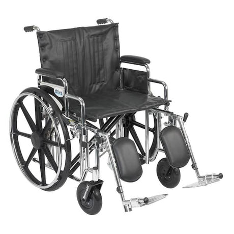 Sentra Extra Heavy Duty Wheelchair, Detachable Desk Arms, Swing Away Footrests, 22" Seat - BeHope