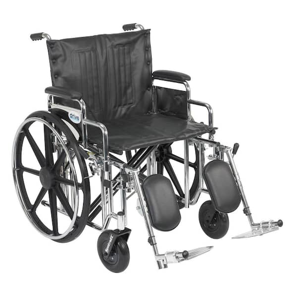 Sentra Extra Heavy Duty Wheelchair, Detachable Desk Arms, Elevating Leg Rests, 22" Seat - BeHope
