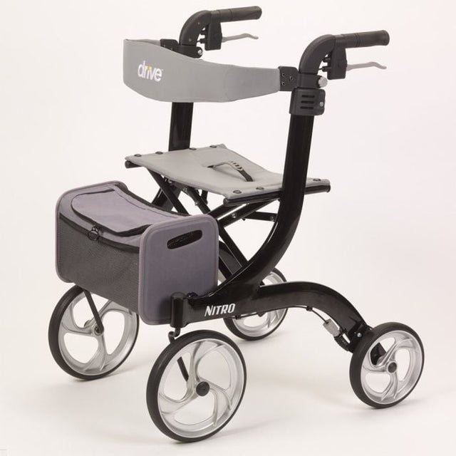 Nitro Euro Style Rollator Rolling Walker, Hemi Height, Black - BeHope