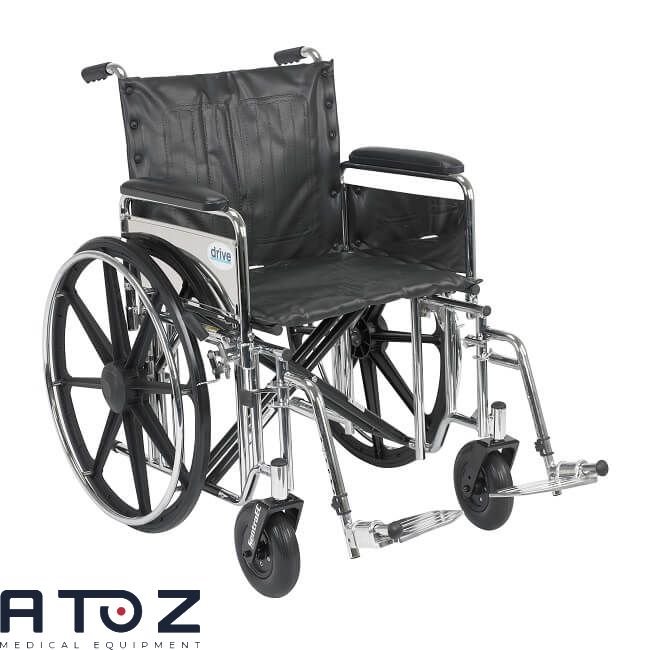 Sentra Extra Heavy Duty Wheelchair, Detachable Desk Arms, Swing Away Footrests, 20" Seat - BeHope