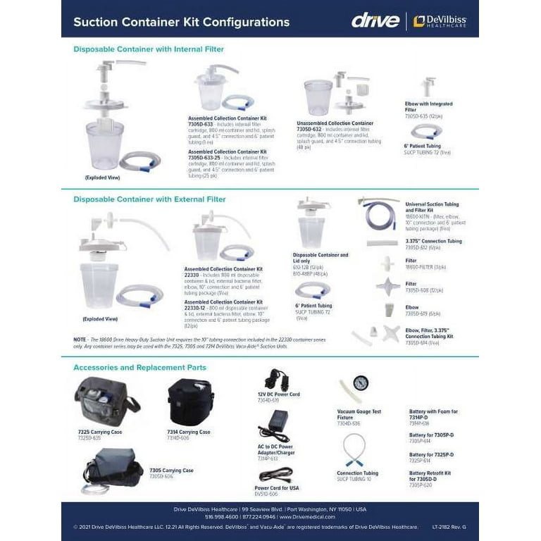 Universal Suction Machine Tubing And Filter Replacement Kit With Canister, Pack Of 1 - BeHope