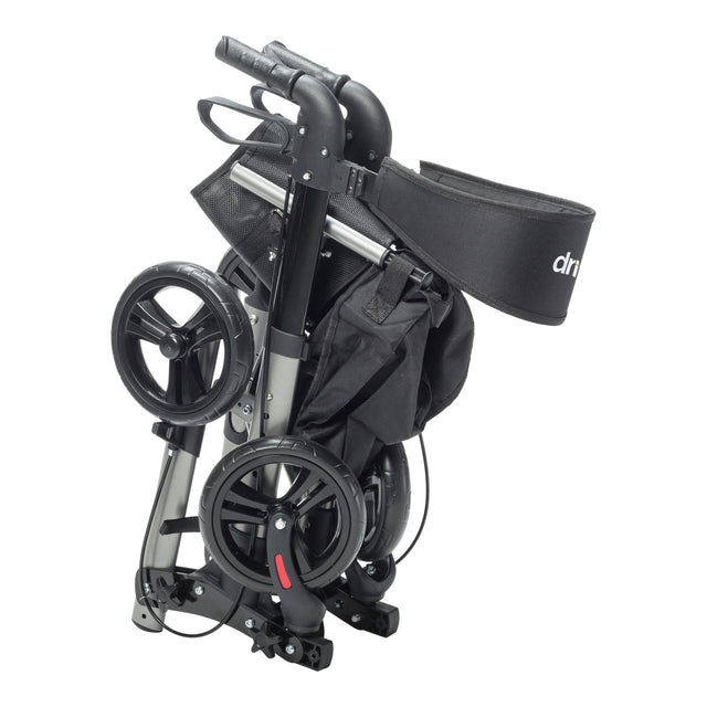 Compact Folding Rollator Rolling Walker, Grey/black - BeHope