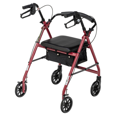 Rollator Rolling Walker with 6" Wheels, Fold Up Removable Back Support and Padded Seat - BeHope