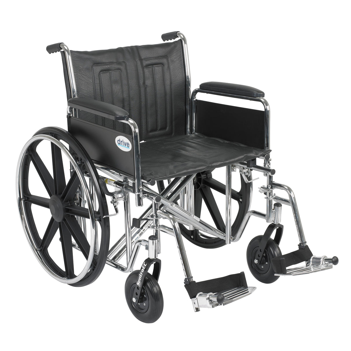 Fauteuil roulant robuste Sentra EC, accoudoirs complets amovibles, repose-pieds escamotables, siège de 22 po