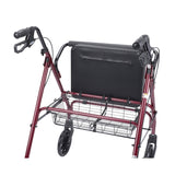 Heavy Duty Bariatric Rollator Rolling Walker with Large Padded Seat, Red - BeHope
