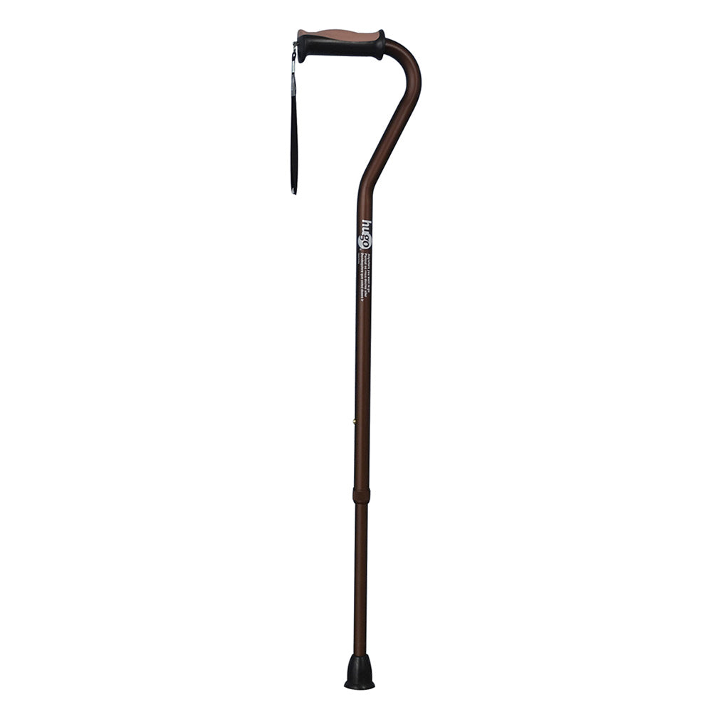 Adjustable Offset Handle Cane with Reflective Strap