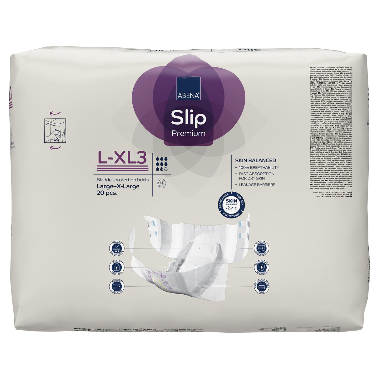 Unisex Adult Incontinence Brief Abena Slip Flexi Fit Large / X-Large Disposable Heavy Absorbency