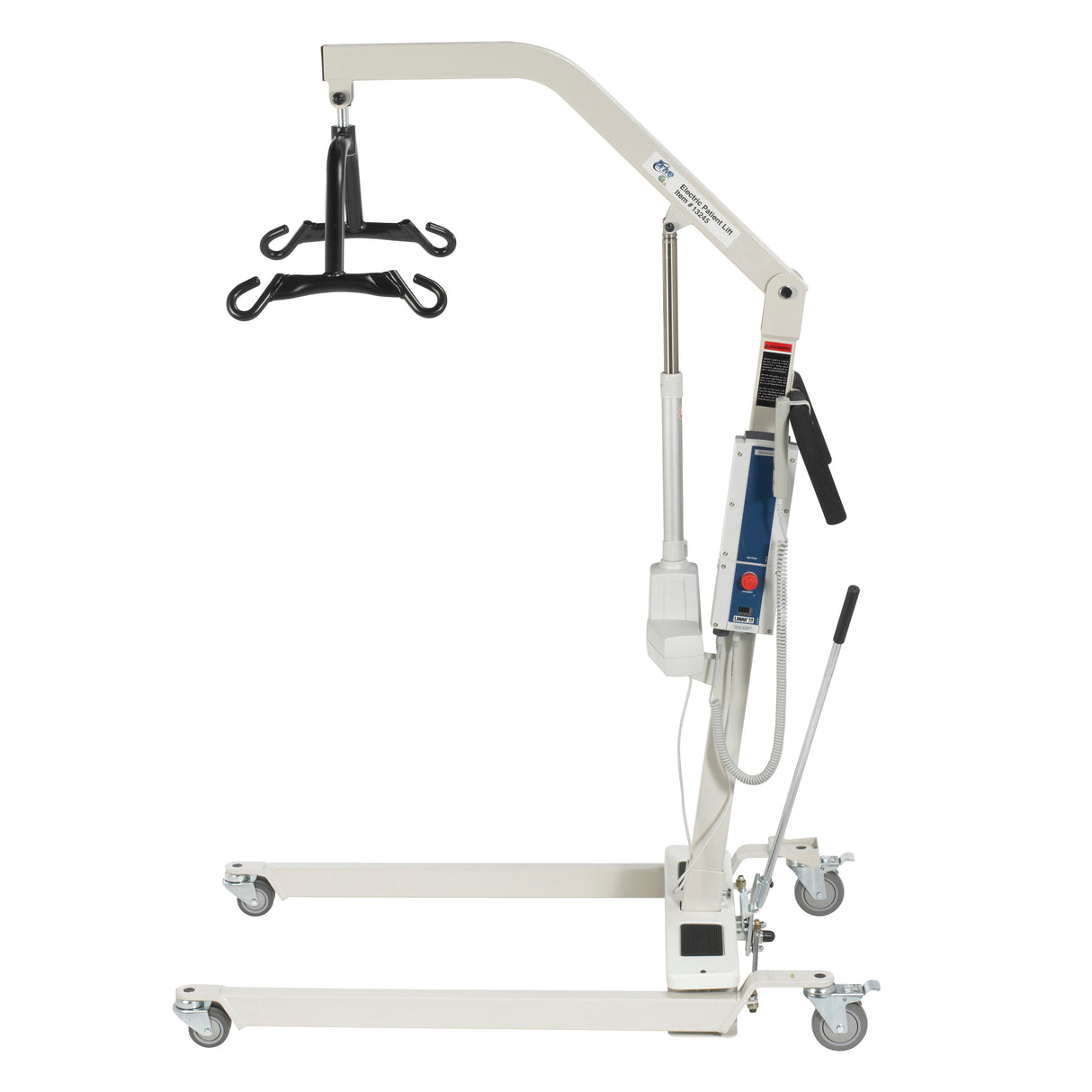 Bariatric Battery Powered Electric Patient Lift with Four Point Cradle and Rechargeable, Removable Battery