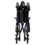 Silla de ruedas ligera para transporte, asiento de 17", color azul