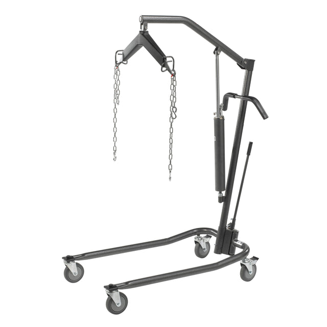 Hydraulic Patient Lift With Six Point Cradle, 5" Casters, Silver Vein - BeHope