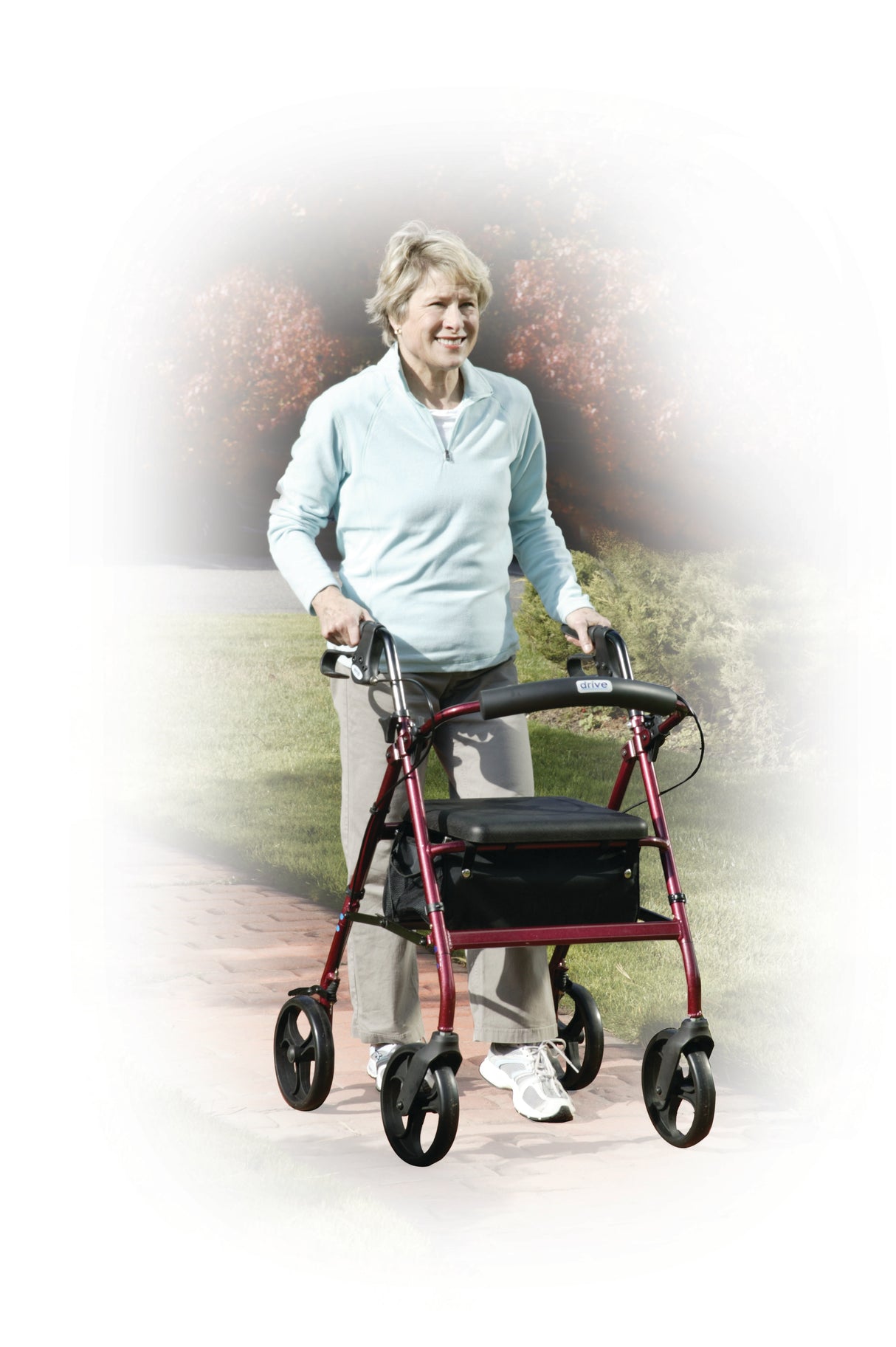 Aluminum Rollator Rolling Walker with Fold Up and Removable Back Support and Padded Seat - BeHope