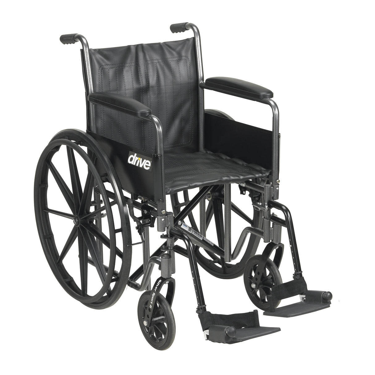 Fauteuil roulant Silver Sport 2, accoudoirs complets amovibles, repose-pieds escamotables, siège 18"