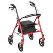 Four Wheel Rollator Rolling Walker with Fold Up Removable Back Support, Red - Behope - 10257RD-1