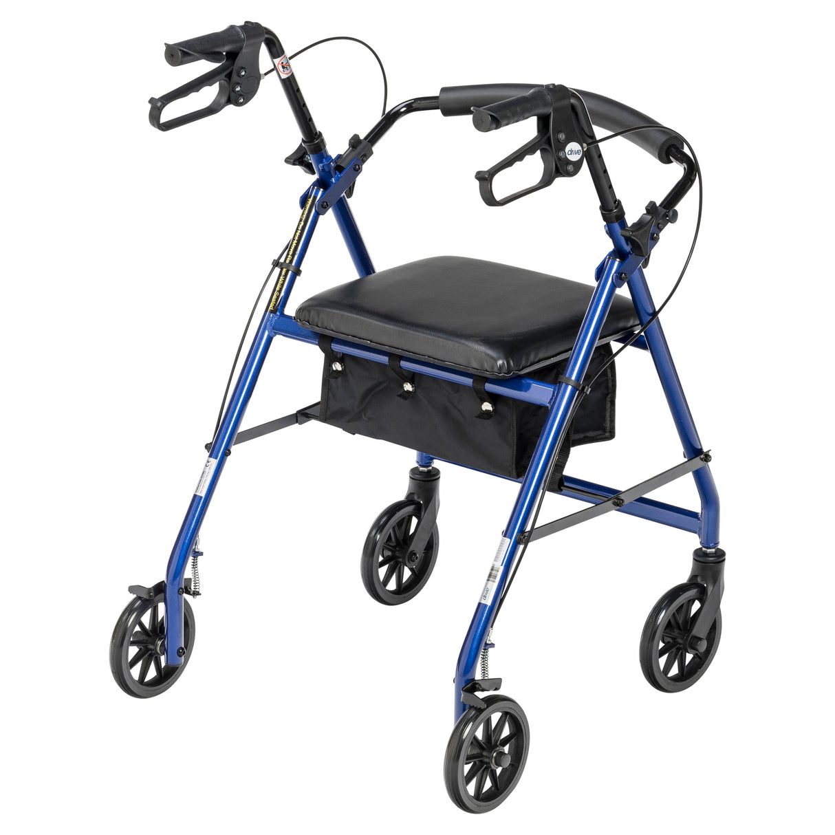 Rollator Rolling Walker with 6" Wheels, Fold Up Removable Back Support and Padded Seat