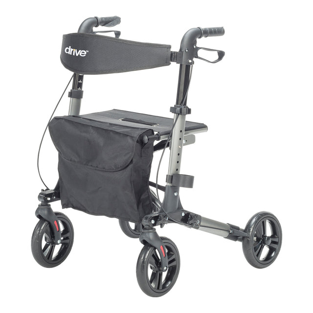 Compact Folding Rollator Rolling Walker, Grey/black - BeHope