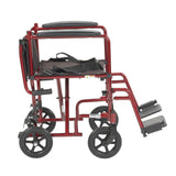 Silla de ruedas ligera para transporte, asiento de 17", color rojo