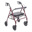 Heavy Duty Bariatric Rollator Rolling Walker with Large Padded Seat, Red - BeHope