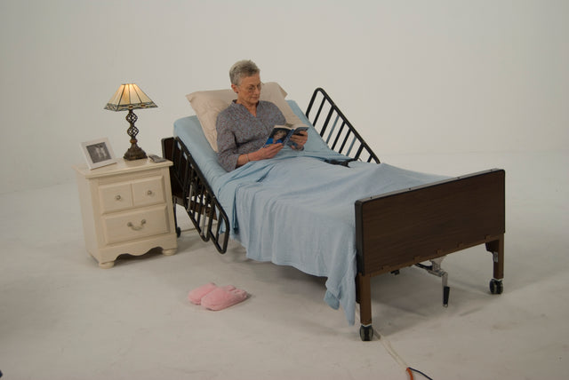 No Gap Half Length Side Bed Rails With Brown Vein Finish - BeHope