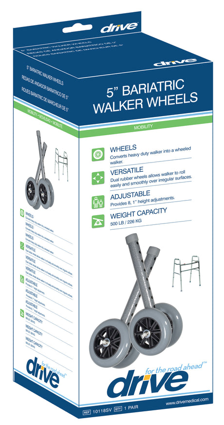 Heavy Duty Bariatric Walker Wheels, 5", 1 Pair - BeHope