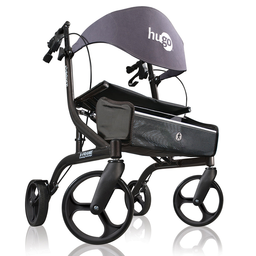 Explore Side-Fold Rollator Rolling Walker with Seat, Backrest and Folding Basket