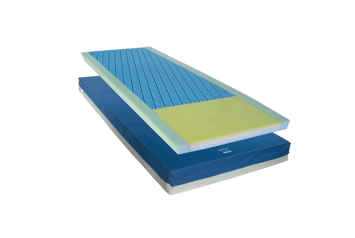 Matelas à redistribution de pression Gravity 8 pour soins de longue durée, sans découpe, grand