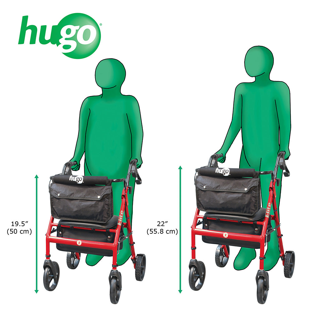 Elite Rollator Rolling Walker with Seat, Backrest and Saddle Bag