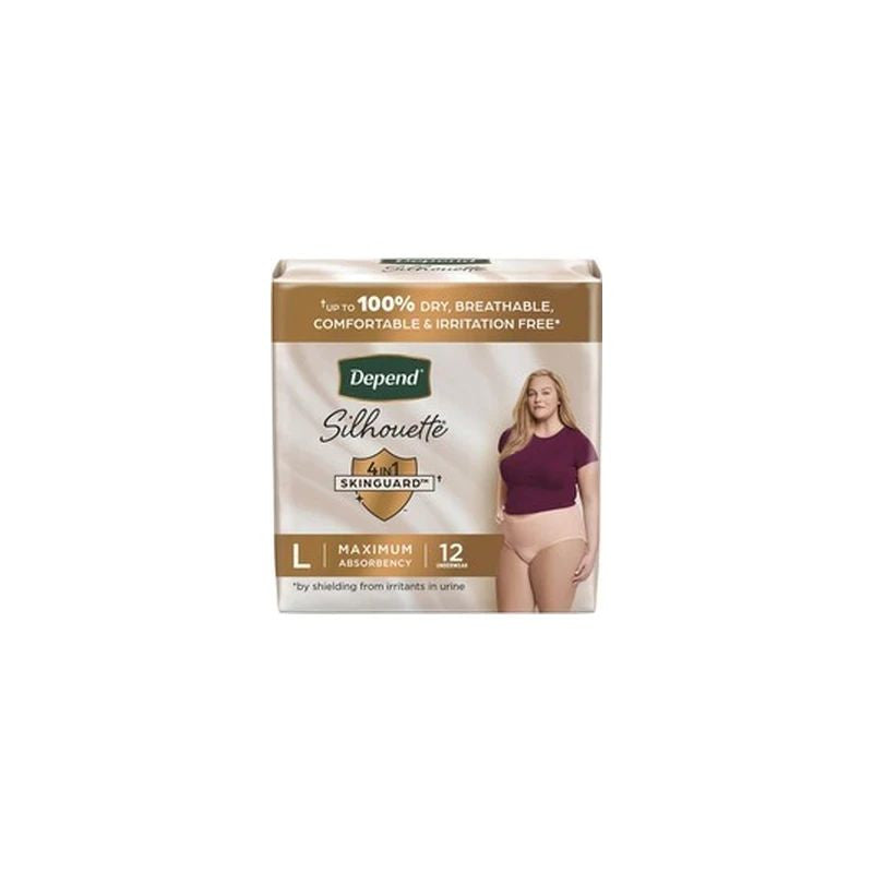 Depend Silhouette Maximum Absorbency Undewear Pink Female Large - Pack Of 12 - Behope