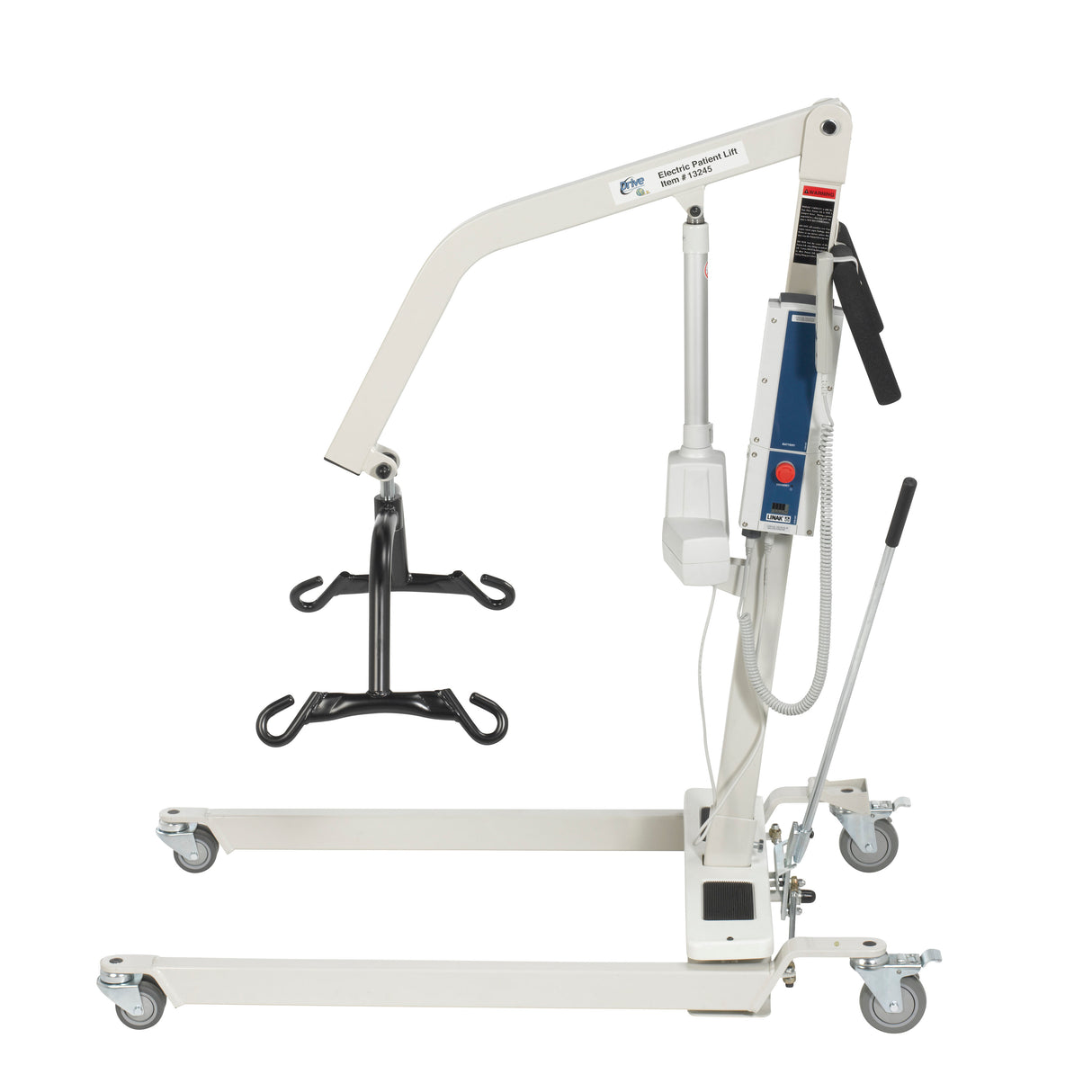 Bariatric Battery Powered Electric Patient Lift with Four Point Cradle and Rechargeable, Removable Battery
