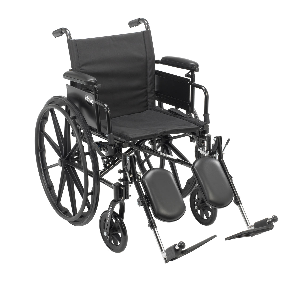 Silla de ruedas ligera de doble eje Cruiser X4 con brazos ajustables desmontables, brazos de escritorio, reposapiernas elevables, asiento de 18"