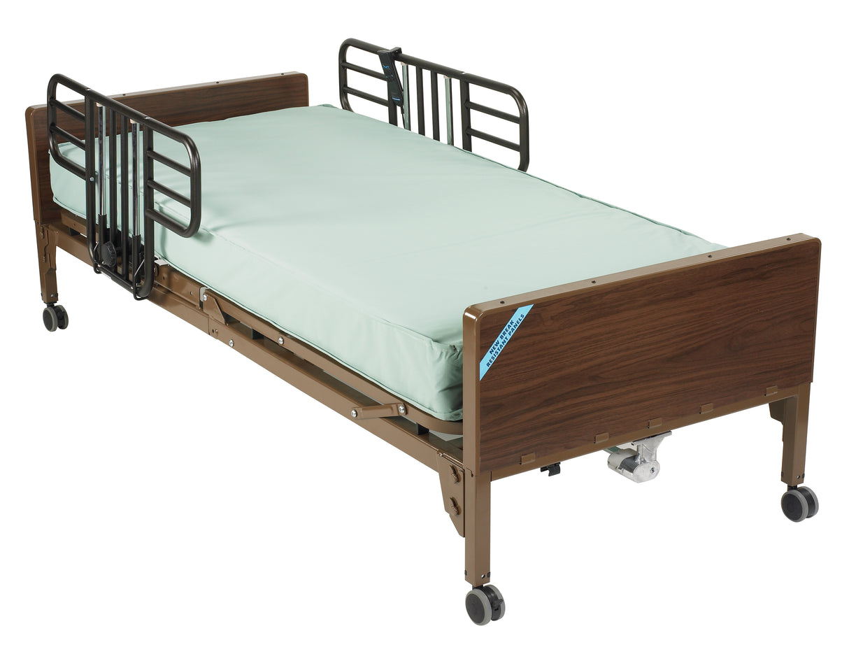 Delta Ultra Light Full Electric Hospital Bed with Half Rails and Therapeutic Support Mattress