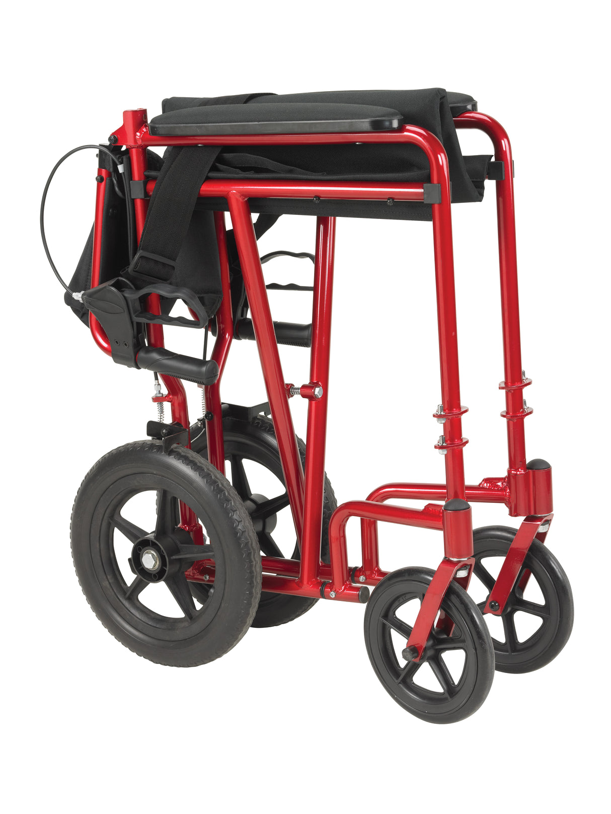 Silla de ruedas ligera para transporte de expedición con frenos de mano, color azul