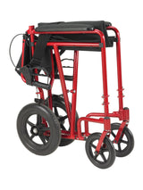 Silla de ruedas ligera para transporte de expedición con frenos de mano, color rojo