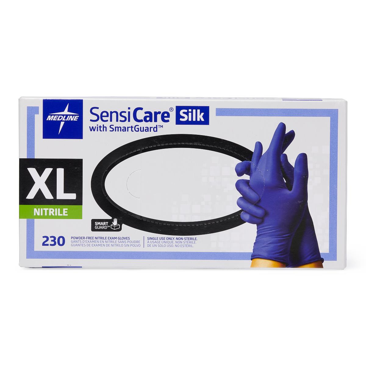 Sensicare Silk Nitrile Exam Glove Powder-free With Film X-small Boxes Of 250 Blue