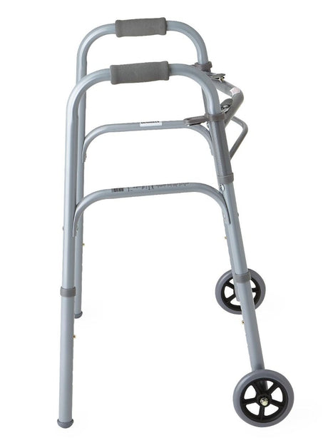 2-Button Folding Basic Steel Junior Walker with 5" Wheels (Pack of 4)