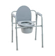 Steel Folding Deep Seat Bedside Commode, Gray - BeHope