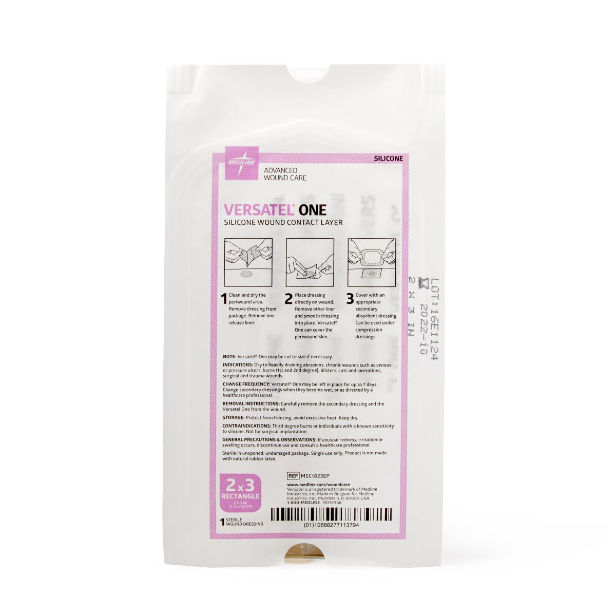 Versatel One Silicone Contact Layer Dressing 5cm X 7.5cm Box/10 Each - BeHope