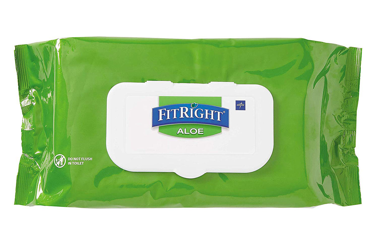 Fitright Aloe Pre-moistened 8"x10" Personal Hygiene Wipes Unscented 100per Softpack Case/6 Pkg