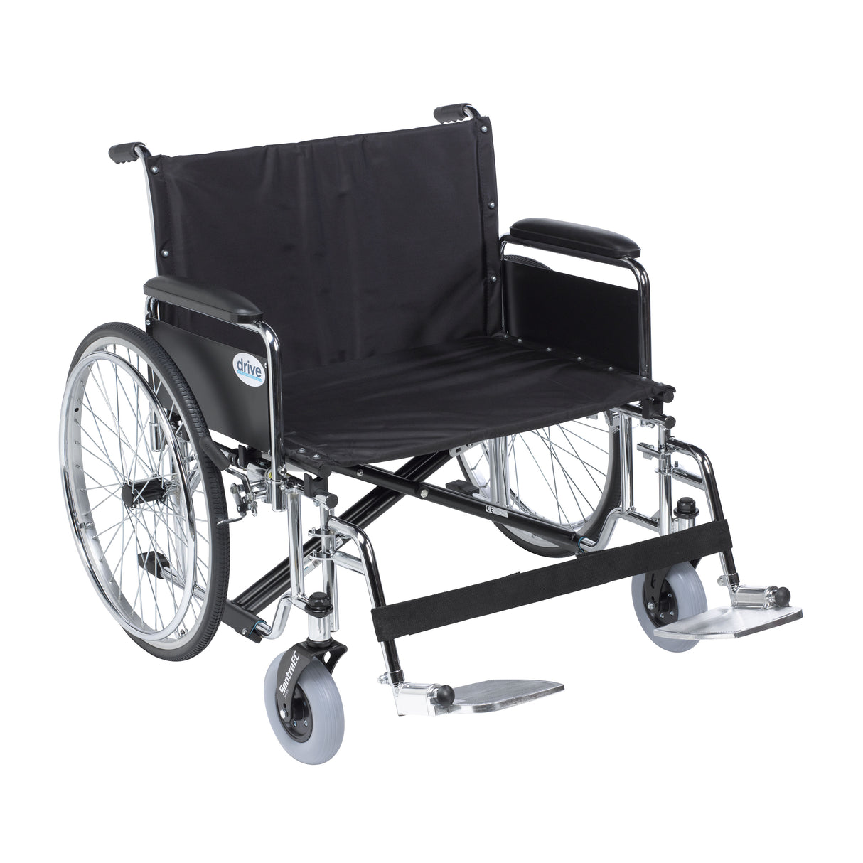 Silla de ruedas extra ancha para trabajo pesado Sentra EC, brazos completos desmontables, reposapiés abatibles, asiento de 30"