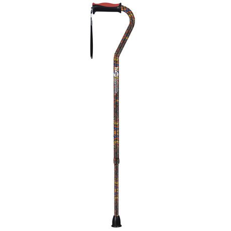 Adjustable Offset Handle Cane with Reflective Strap