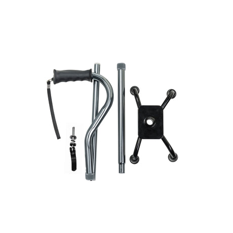 Folding Quad Cane, Small Base, Charcoal - BeHope