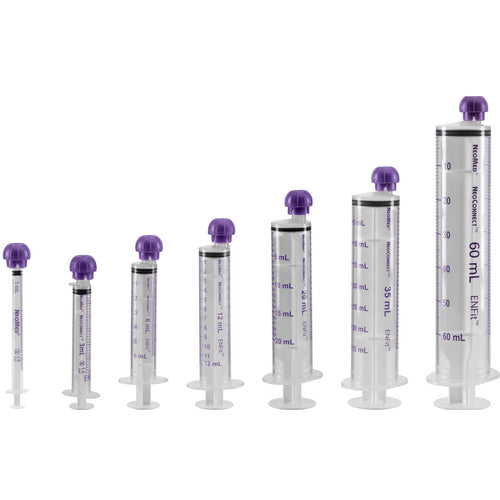 Neomed Oral/enteral Syringe 60ml With Enfit Connector & Neoconnect Tip Purple Sterile - Box Of 100 - Behope