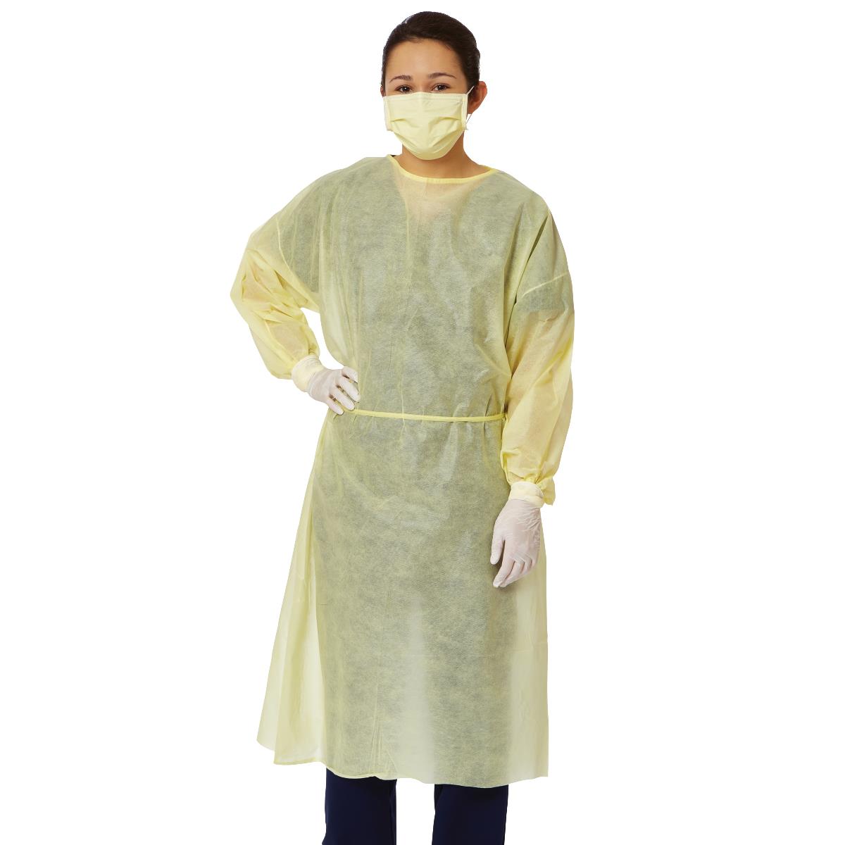 Medline AAMI Level-1 Multi-Layer SMS Medium-Weight Isolation Gown, Tape-Tab Neck