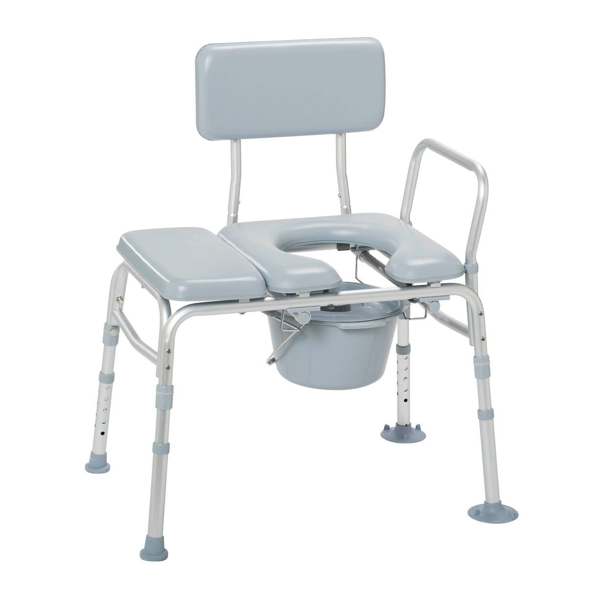 Padded Seat Transfer Bench with Commode Opening